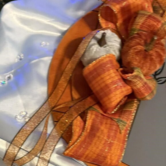 12" Fall Door Decor - Wreath with Pumpkins - Picture 6 of 6